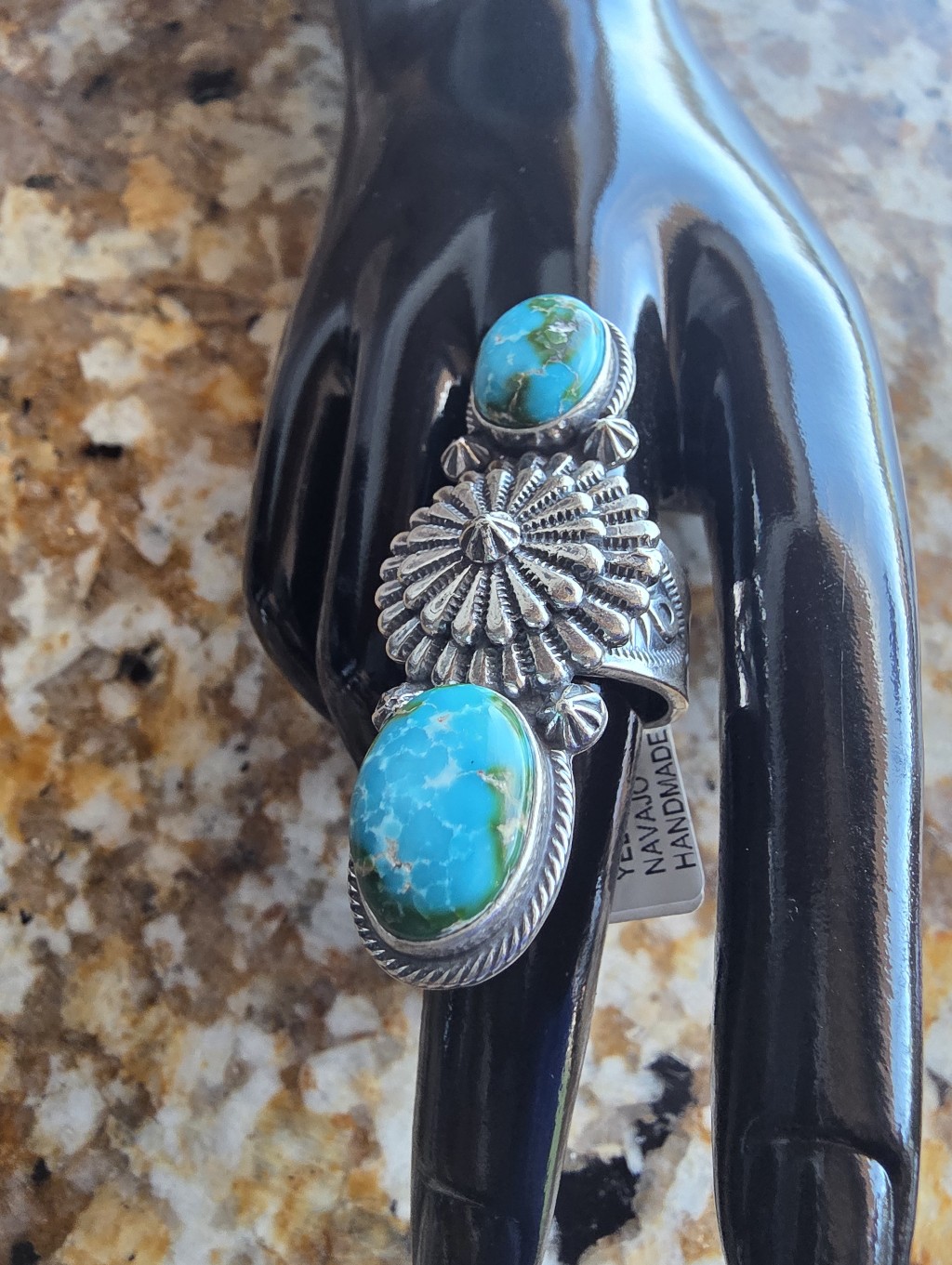 Sterling Silver Sonoran Gold Turquoise Statement Ring Size 7